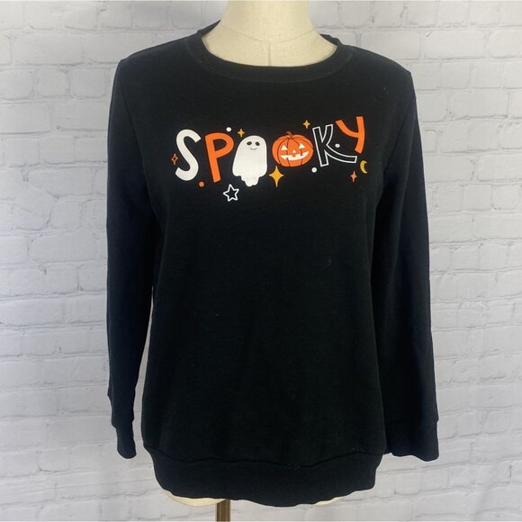 Cat & Jack Other - ⭐ 3/$15 Cat & Jack XL Black Spooky Halloween Crewneck Sweatshirt Ghost & Pumpkin